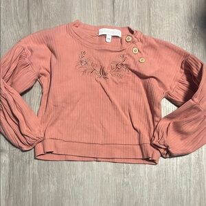Pink Embroidered Long Sleeve Top